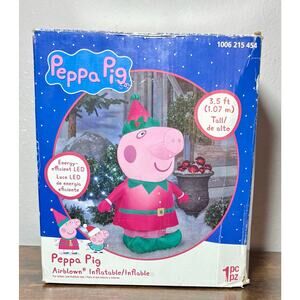Peppa Pig Christmas Holiday Elf 3.5 Ft Airblown Inflatable LED Lights Up